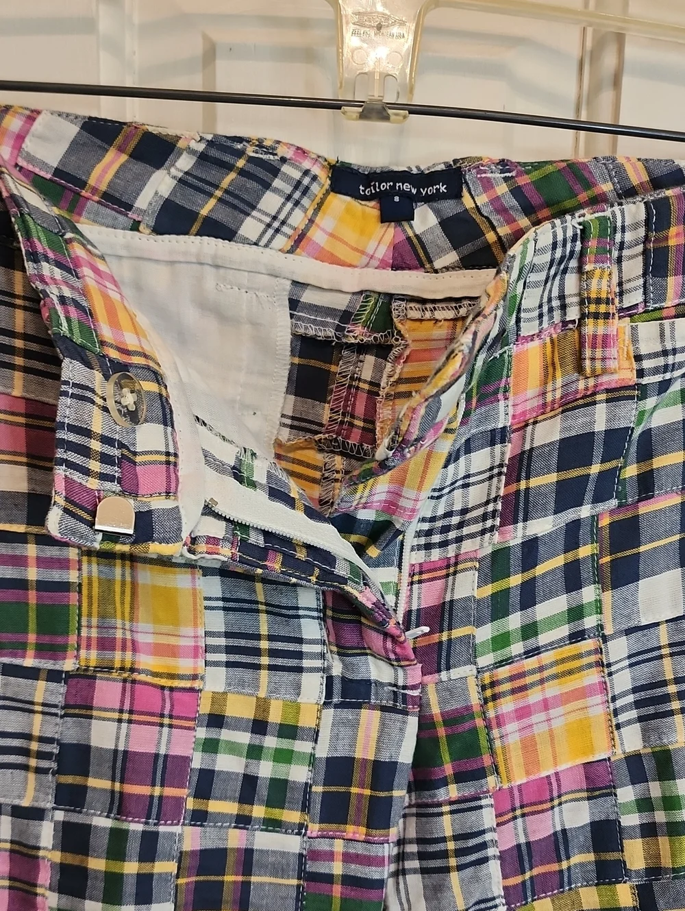 Tailor New York Madras Quilt Plaid Golf, Any Occcasion Pants, Pink, Green, Navy - Picture 10 of 12